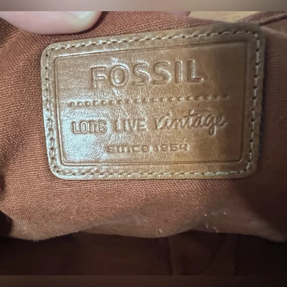Fossil Brown Canvas Glazed Leather Large Messenger Bag Buckles Office School